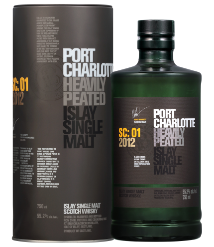BRUICHLADDICH SCOTCH SINGLE MALT PORT CHARLOTTE HEAVILY PEATED SC:01 2012 750ML