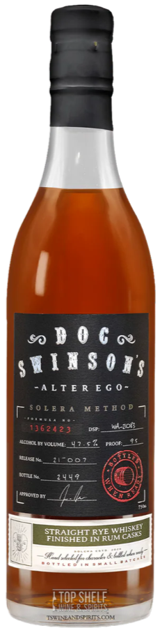 DOC SWINSONS WHISKEY STRAIGHT RYE FINISHED IN RUM & TEQUILA CASKS LIMITED EXPLORATORY CASK EDITION INDIANA 750ML