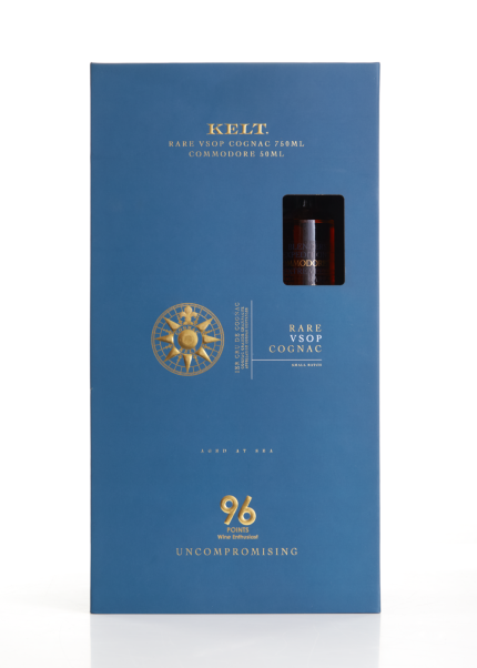 KELT COGNAC VSOP RARE GIFT BOX W/ 50ML COMMODORE FRANCE 750ML