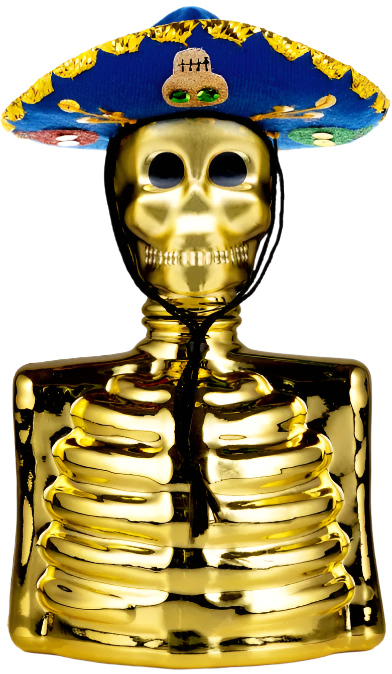 LOS AZULEJOS SKELLY TEQUILA ANEJO GOLD SKELETO 750ML