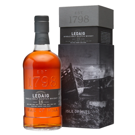 LEDAIG SCOTCH SINGLE MALT RICH PEAT SHERRY CASK FINISH ISLE OF MULL 18YR 700ML