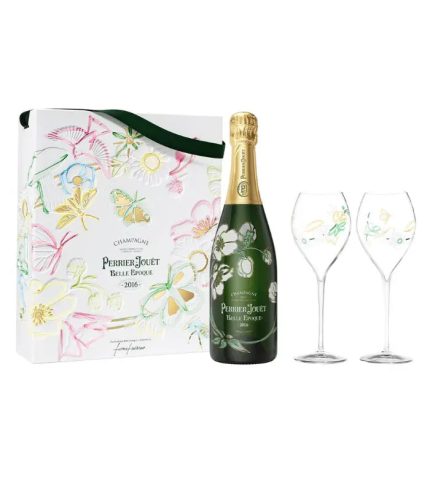 PERRIER JOUET CHAMPAGNE BELLE EPOQUE W/ FLUTES FRANCE 2016