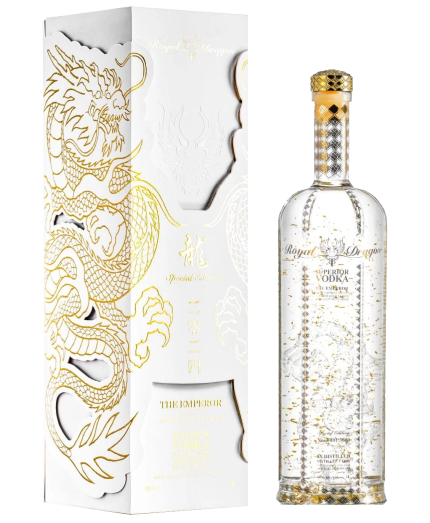 THE EMPEROR VODKA SUPERIOR COLORED 23 CARAT LEAVES SPECIAL EDITION CALIFORNIA 1LI