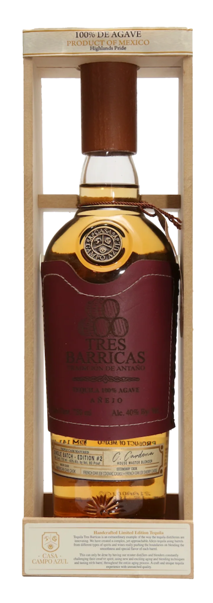 TRES BARRICAS TEQUILA ANEJO TRADICION DE ANTANO 750ML