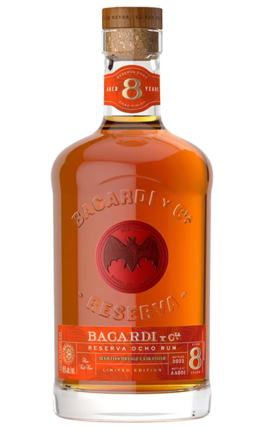 BACARDI RUM RESERVA OCHO SEVILLIAN ORANGE CASK FINISH LIMITED EDITION PUERTO RICO 8YR 750ML