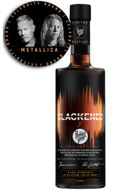 BLACKENED X RABBIT HOLE BOURBON STRAIGHT CASK STRENGTH MASTER OF WHISKEY SERIES OHIO 750ML