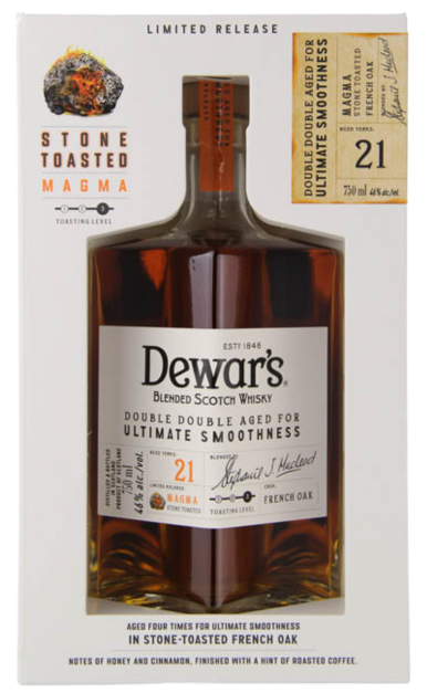 DEWARS SCOTCH BLENDED DOUBLE DOUBLE MAGMA STONE TOASTED IN FRENCH OAK CASKS 21YR 750ML