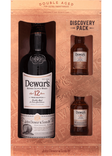 DEWARS SCOTCH BLENDED SPECIAL GFT BOX W/ 2X 50ML 12YR 750ML