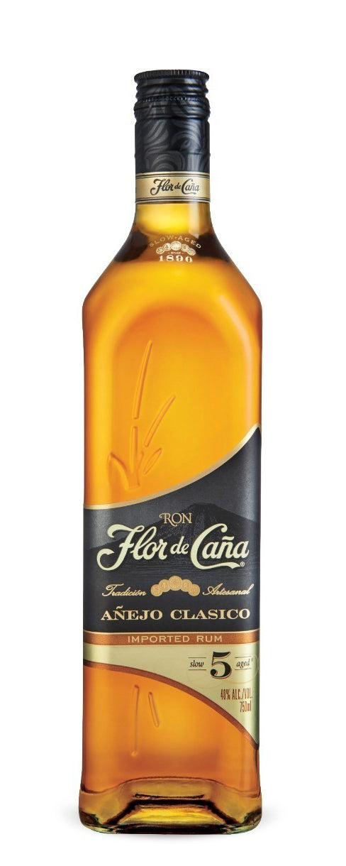 FLOR DE CANA RUM ANEJO CLASSICO BLACK LABEL 5YR 750ML - Image 1