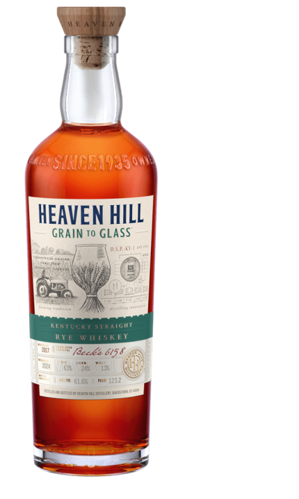 HEAVEN HILL WHISKEY RYE STRAIGHT GRAIN TO GLASS KENTUCKY 700ML