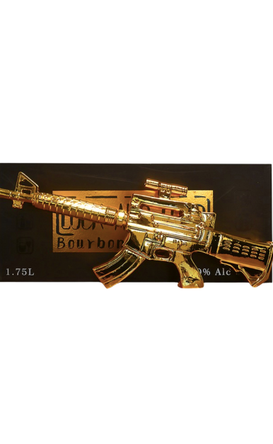LOCK AND LOAD BOURBON WHISKEY GOLDEN CARBINE RIFLE 1.75LI