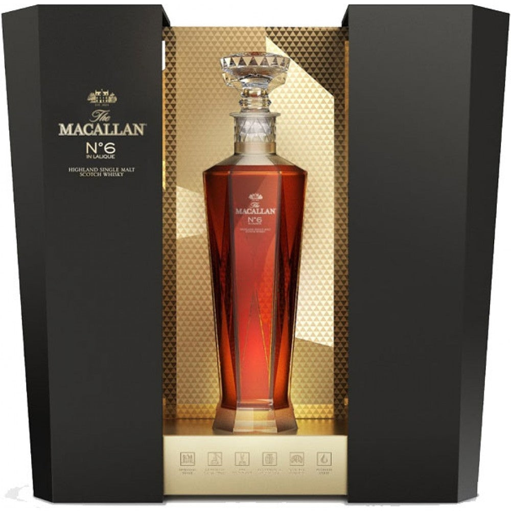 MACALLAN SCOTCH 1824 SERIES NO 6 SINGLE MALT IN LALIQUE HIGHLAND 750ML - Image 1
