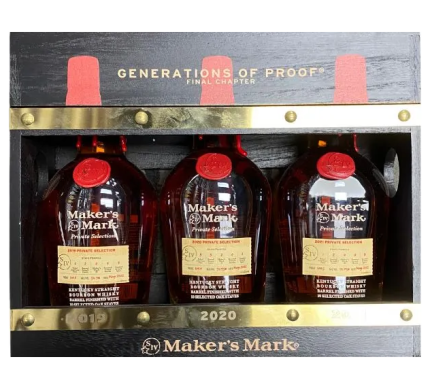 MAKERS MARK GENERATIONS OF PROOF BOURBON PRIVATE SELECTION (2019, 2020, 2021) KENTUCKY 3X375ML