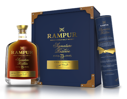 RAMPUR WHISKEY SINGLE MALT SIGNATURE RESERVE CASK STRENGTH 75TH ANNIVERSARY INDIA 750ML